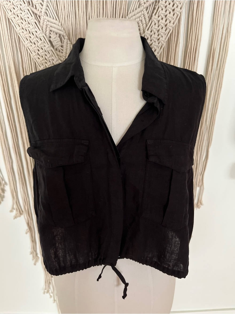 Young Fabulous & Broke Black Sleeveless Button-Front Utility Top